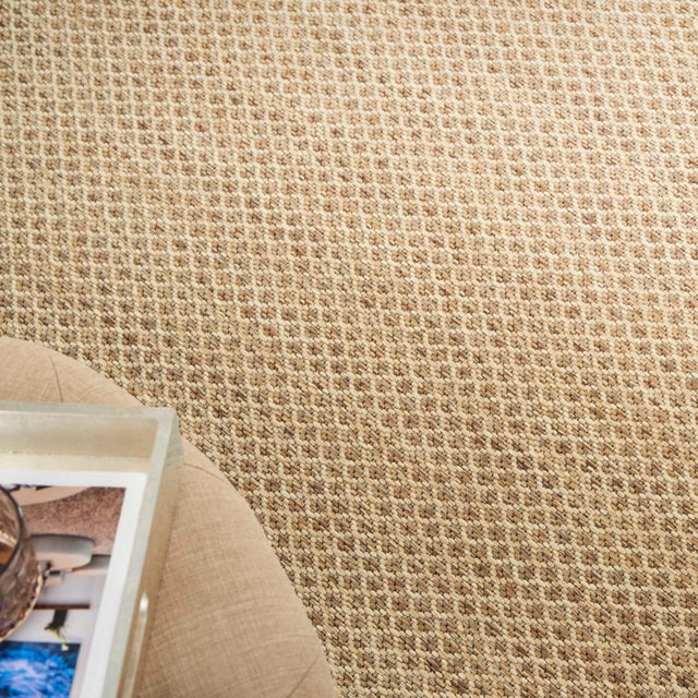 Tan jute rug with close diamond weave texture