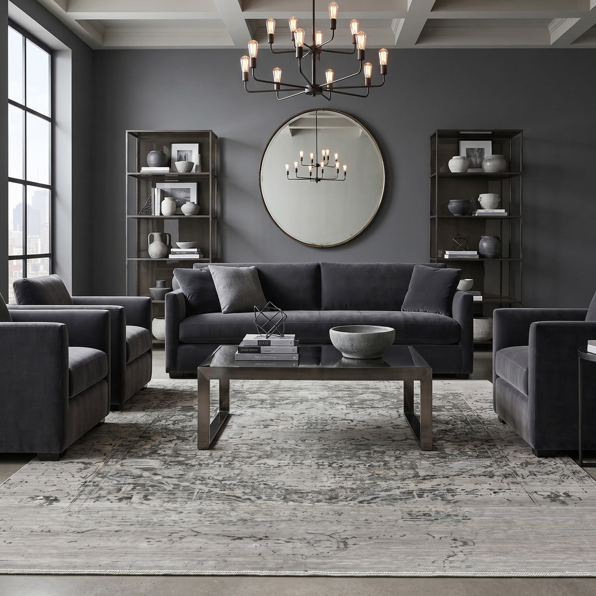 Amer Dazzle DAZ-8 Ivory / Iron area rug - lifestyle view