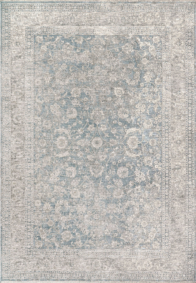 Dynamic Rugs Dharma 12040 Power Loomed Transitional Light Blue/Beige Rug - rectangular rug view