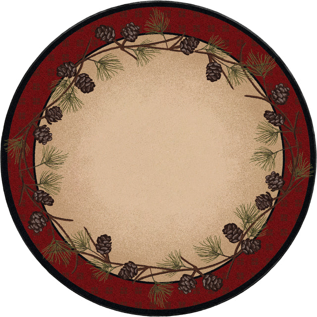 American Dakota Delicate Pines Red Plaid Rug