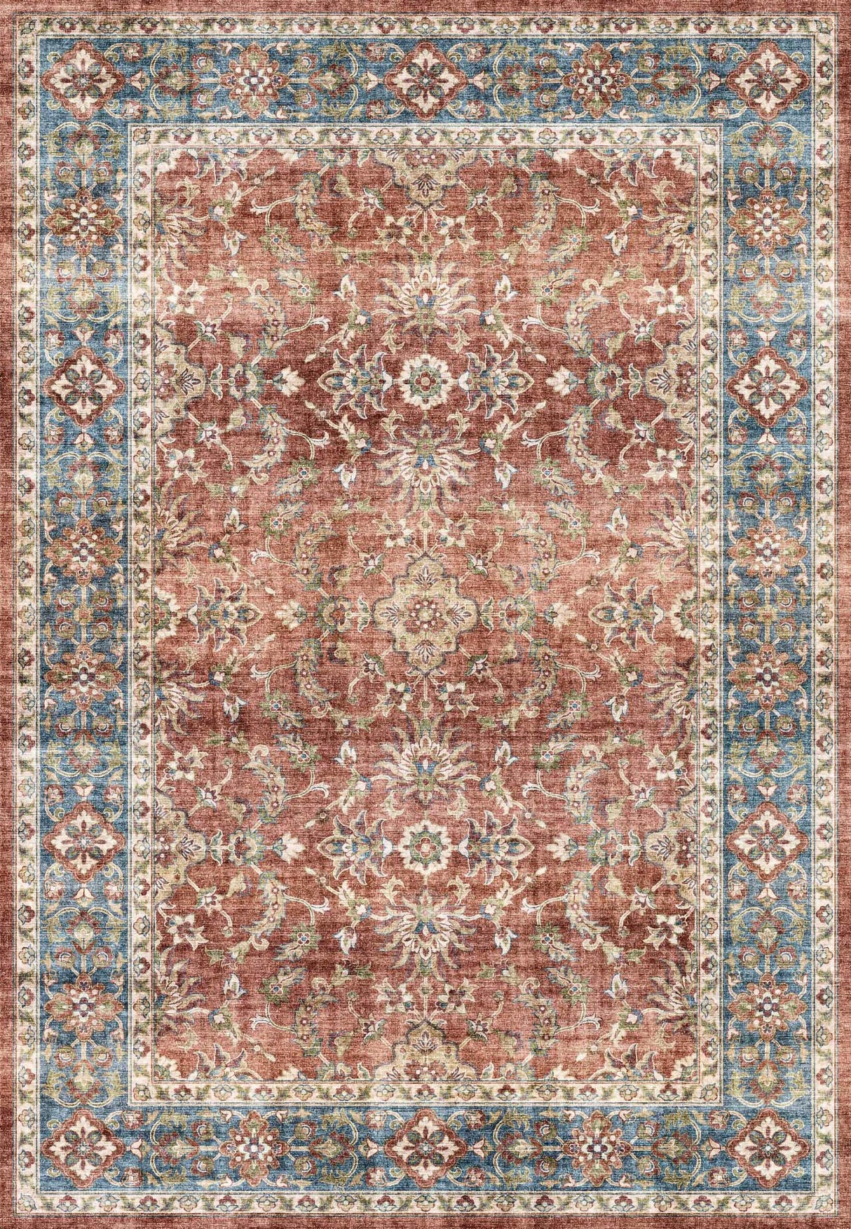 Dynamic Rugs Elise 6301 Power Loomed Traditional Red/Blue/Beige Rug