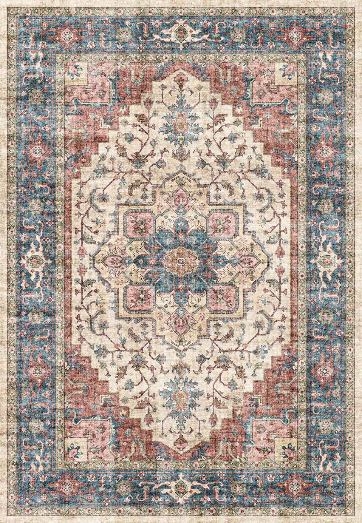 Dynamic Rugs Elise 6302 Power Loomed Traditional Red/Blue/Beige Rug