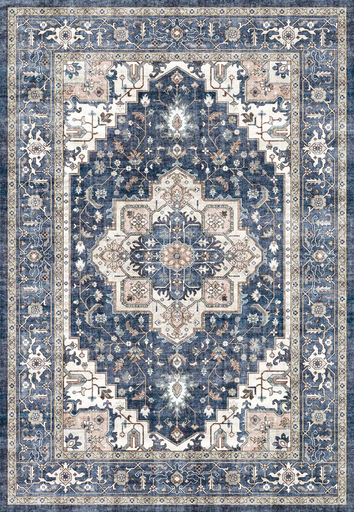 Dynamic Rugs Elise 6302 Power Loomed Traditional Navy/Ivory Rug