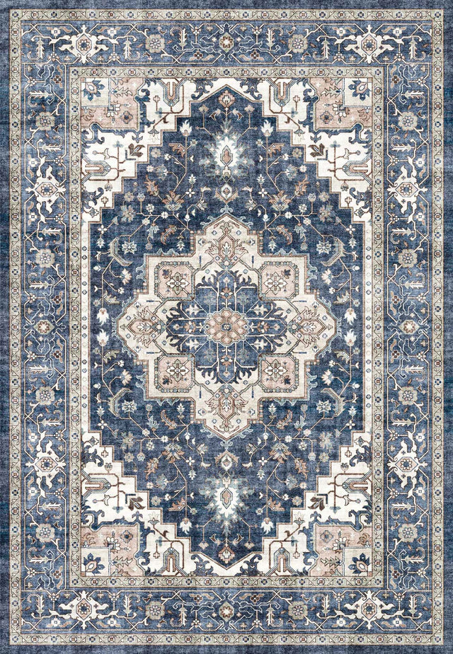Dynamic Rugs Elise 6302 Power Loomed Traditional Navy/Ivory Rug
