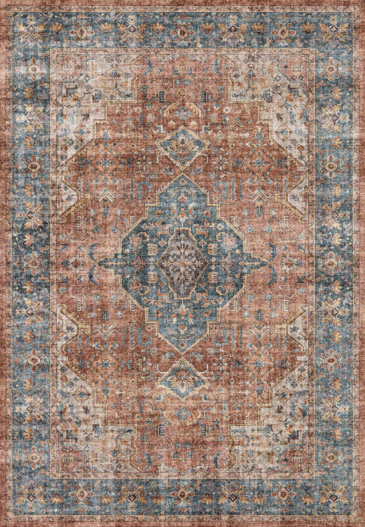 Dynamic Rugs Elise 6305 Power Loomed Traditional Red/Blue/Beige Rug