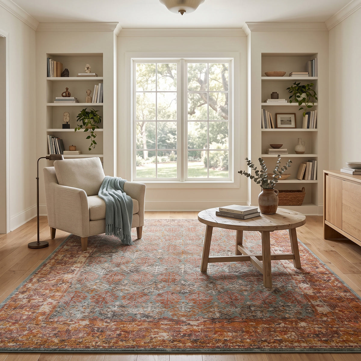 Amer Eternal ETE-15 Sea Blue / Rust area rug - lifestyle view