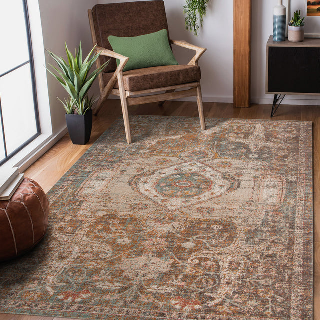 Amer Eternal Farmhouse Medallion Power-Loom Taupe Area Rug