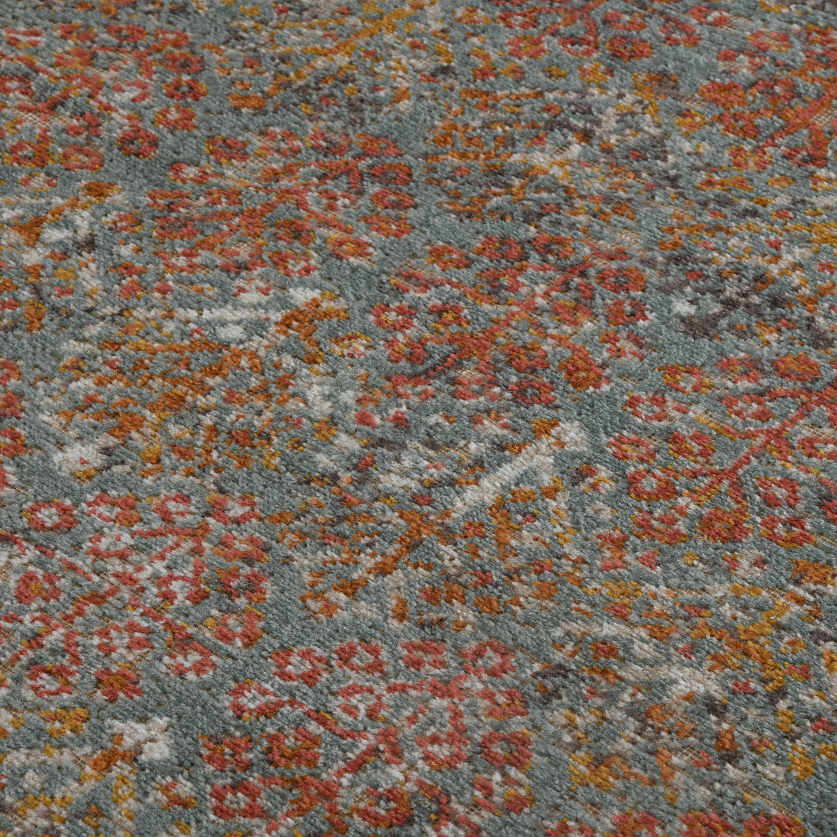 Amer Eternal ETE-15 Sea Blue / Rust area rug - close-up view