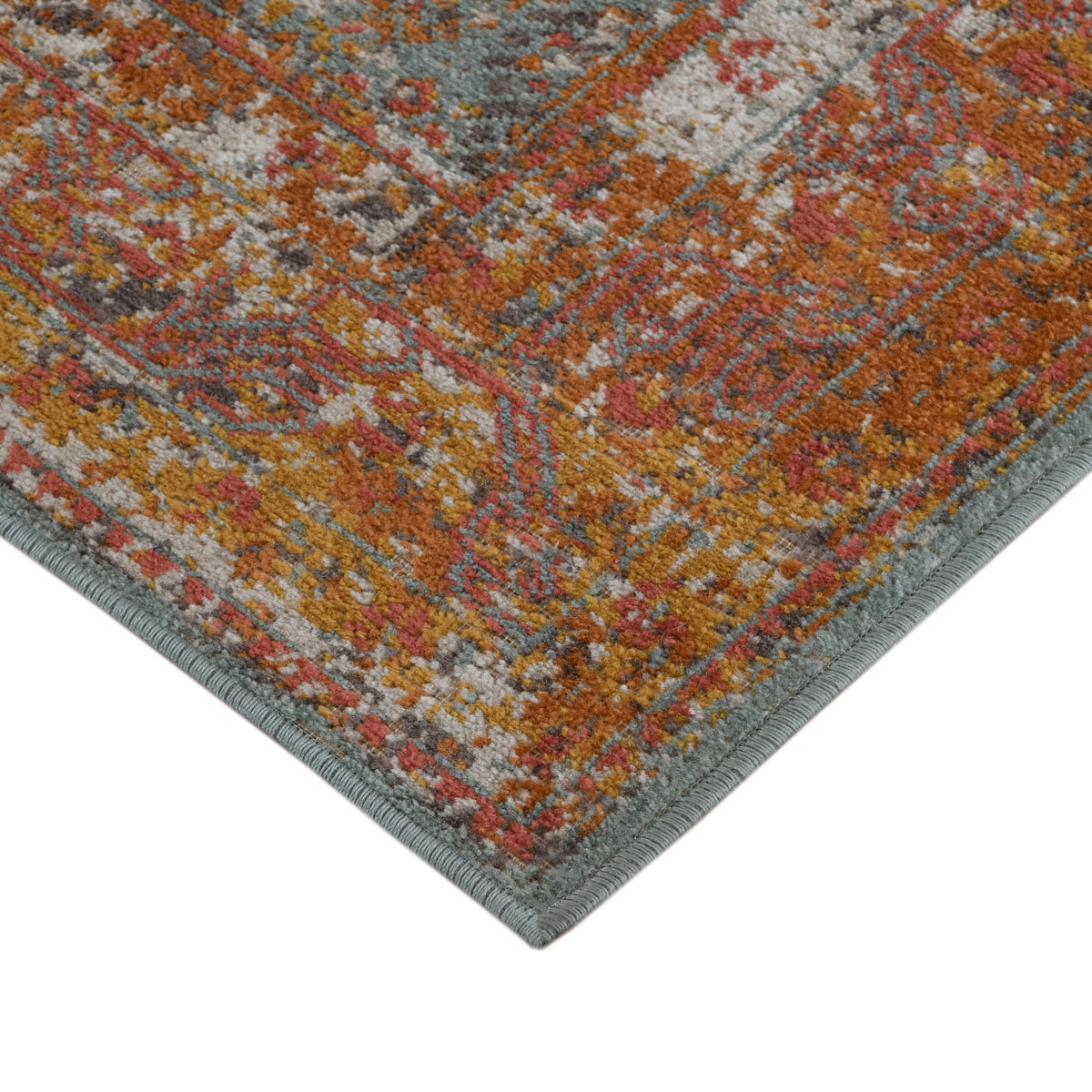 Amer Eternal ETE-15 Sea Blue / Rust area rug - corner view