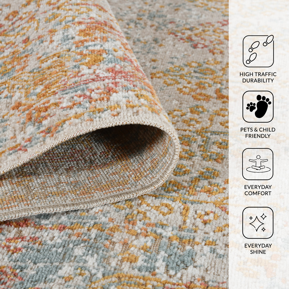 Amer Eternal ETE-16 Beige / Rust area rug - infographic view