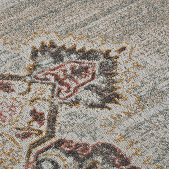 Amer Eternal Farmhouse Medallion Power-Loom Beige/Sand Area Rug