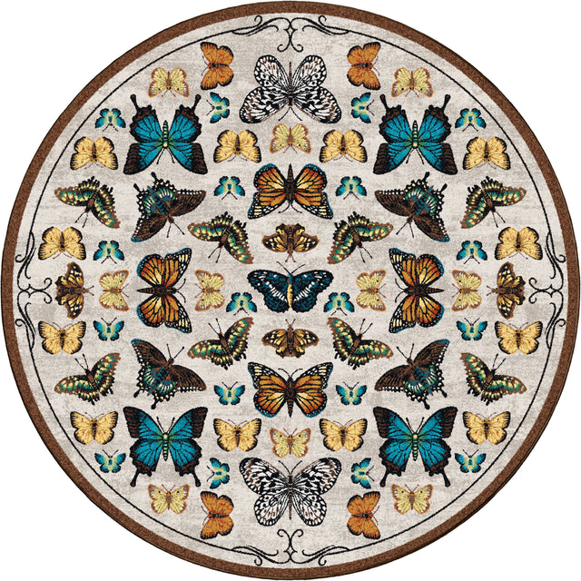 American Dakota English Collector Cabinet Butterfly Multi Rug