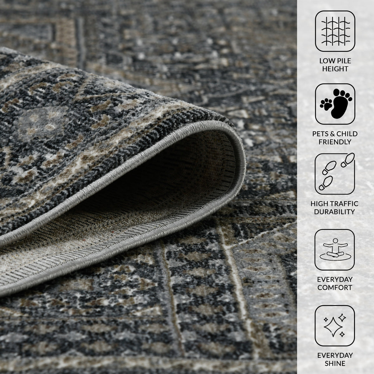 Amer Fairmont FAI-6 Charcoal area rug - infographic view