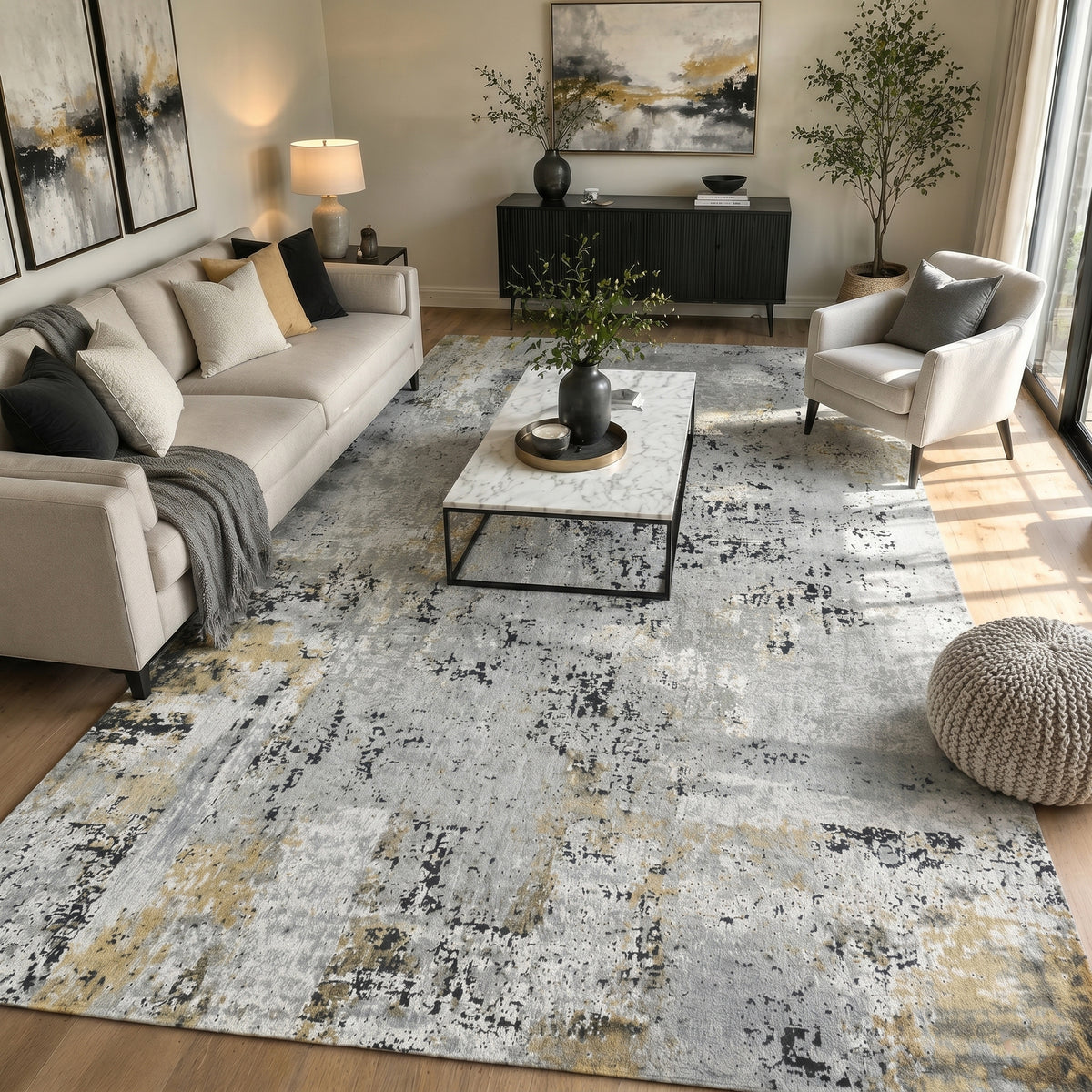 Amer Hamilton HAM-5 Gray / Gold area rug - lifestyle view