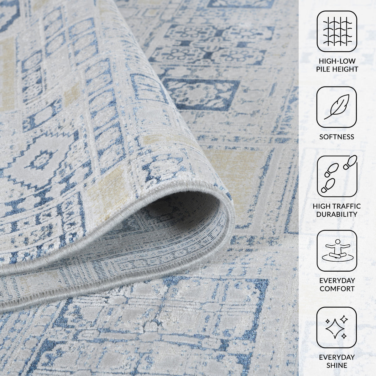Amer Hamilton HAM-7 Ivory / Gold area rug - infographic view