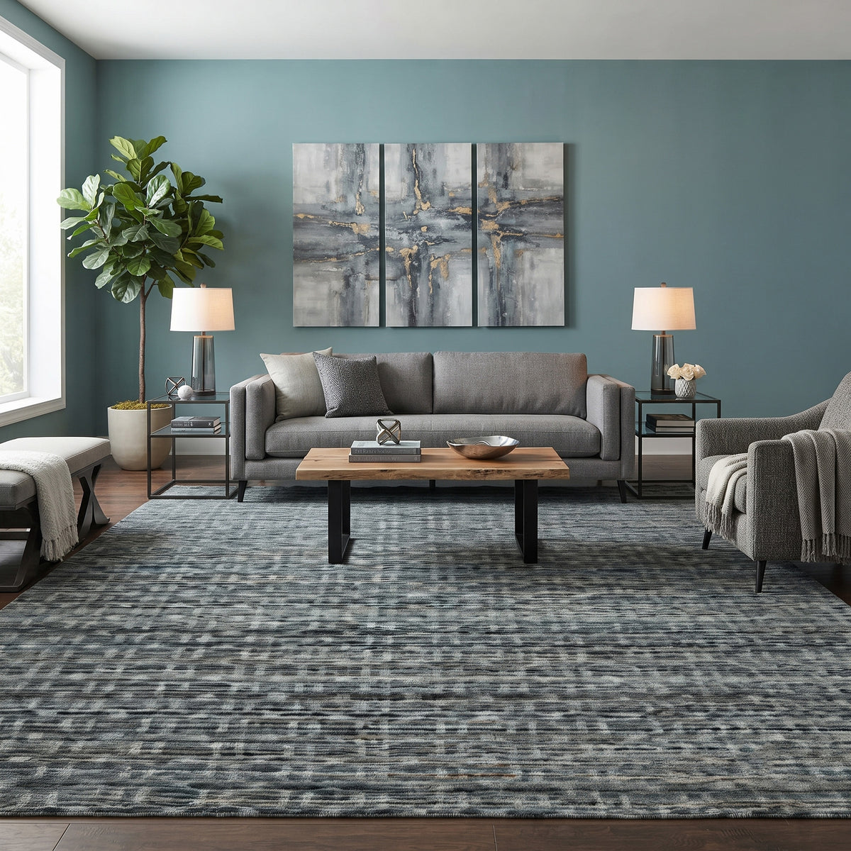 Amer Houston HOU-6 Turq Gray area rug - lifestyle view