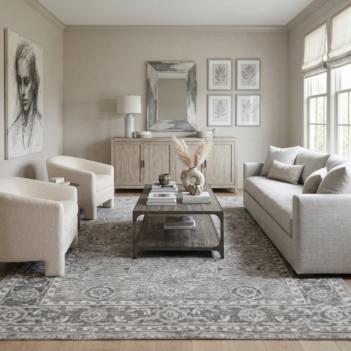 Amer Inara INA-10 Light Gray area rug - lifestyle view