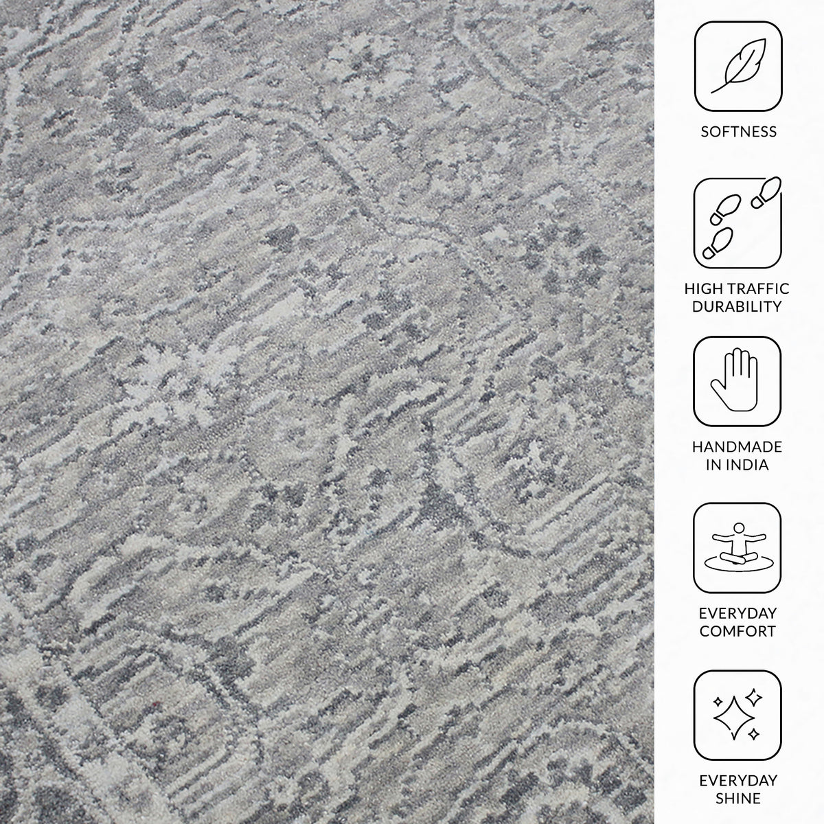 Amer Inara INA-10 Light Gray area rug - infographic view