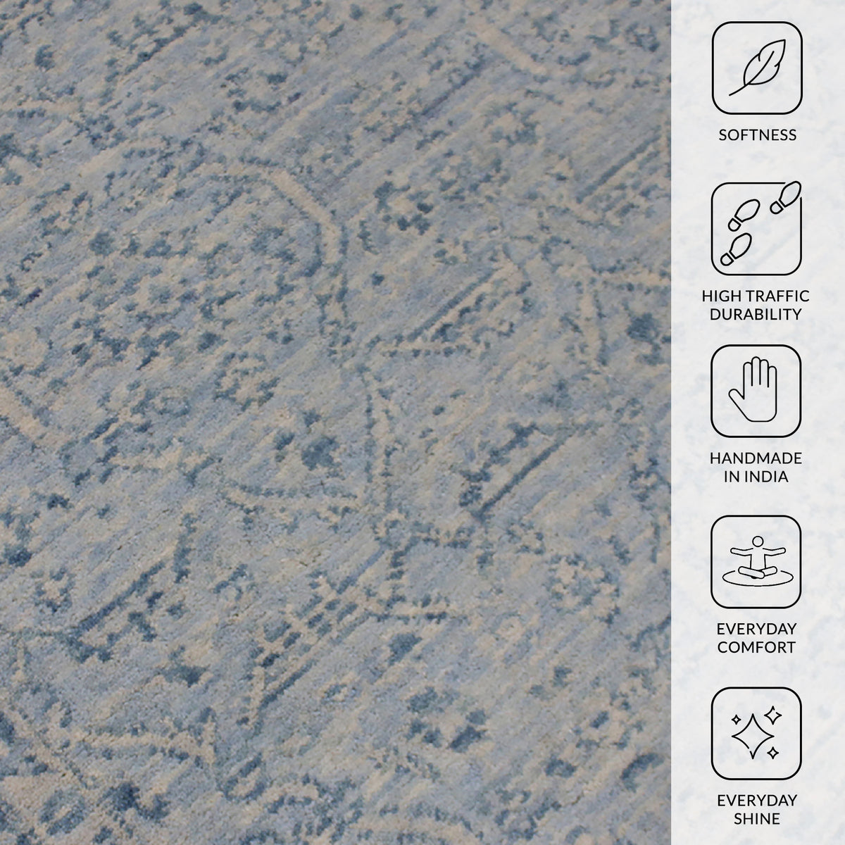 Amer Inara INA-7 Aqua area rug - infographic view