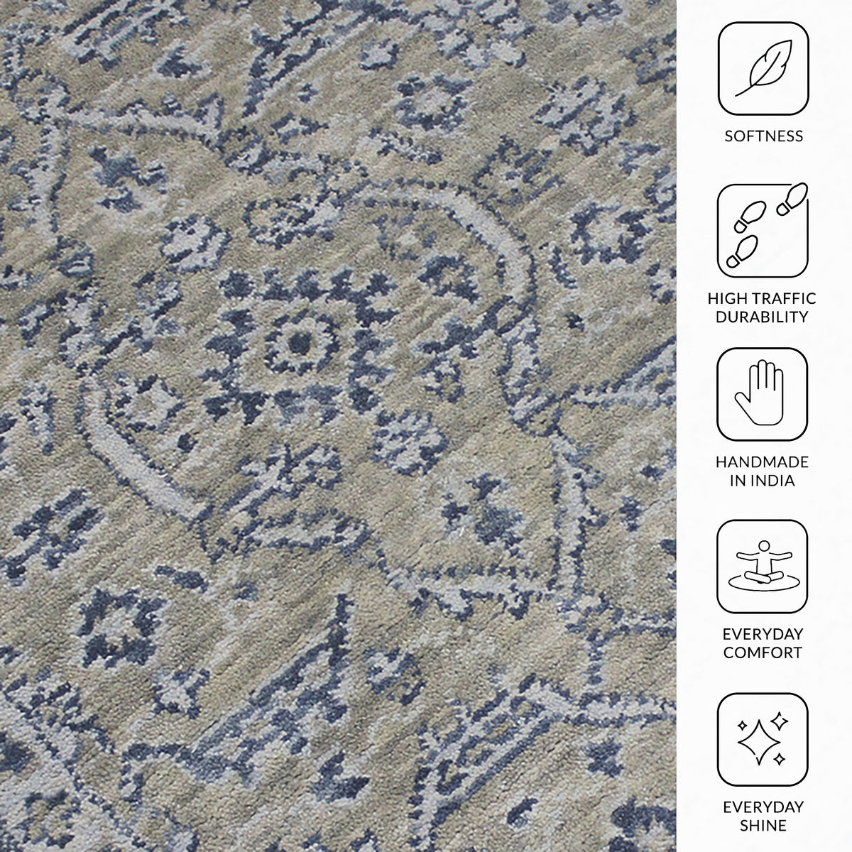 Amer Inara INA-8 Gold area rug - infographic view