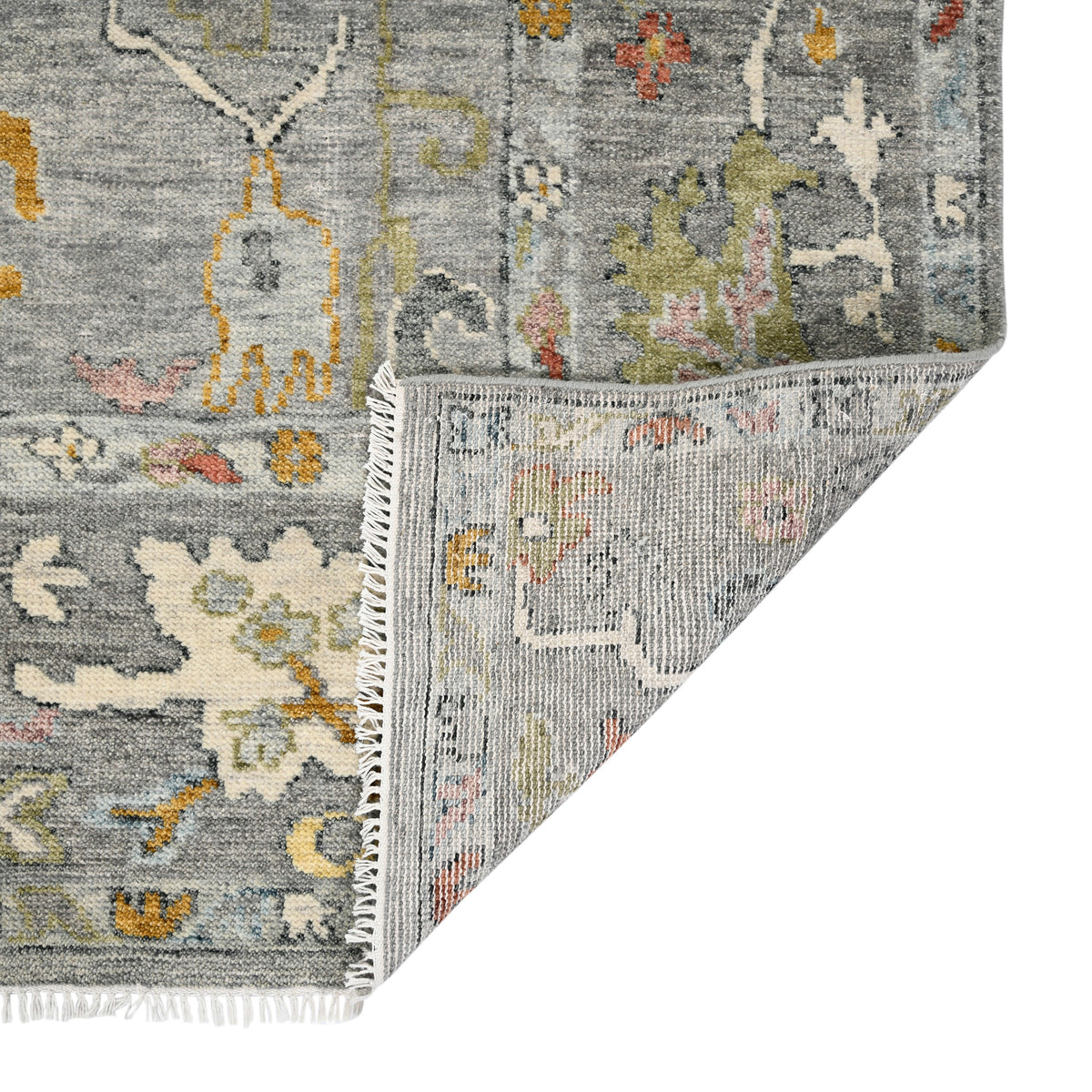 Amer Jaigarh JAI-17 Pigeon Gray / Pebble Gray area rug - back view