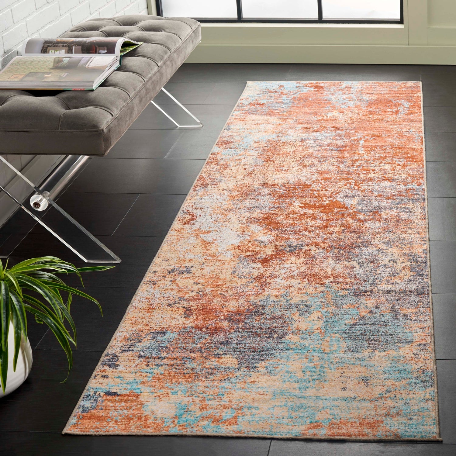 Safavieh Malibu Mbu943P Rust/Aqua Rug.