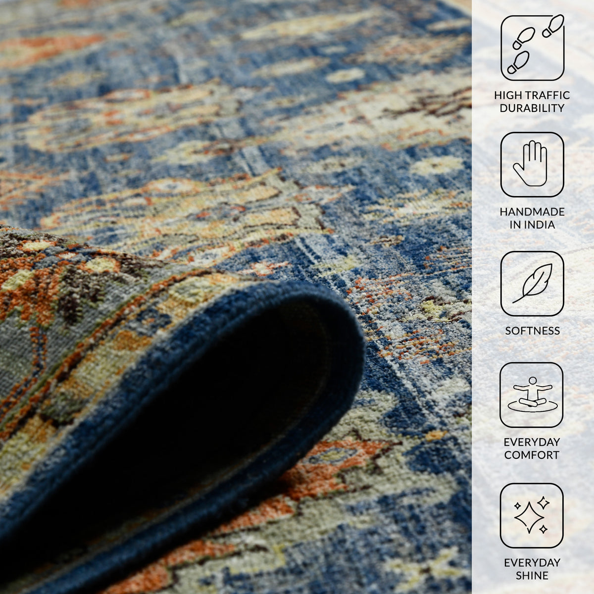 Amer Milano MIL-30 Dark Blue area rug - infographic view