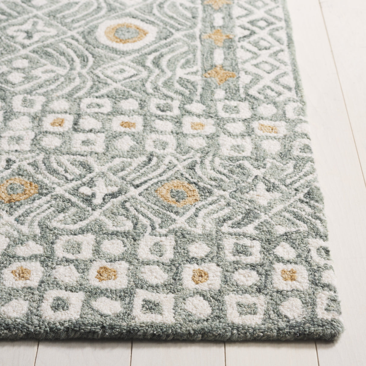 Safavieh Micro-Loop Mlp801Y Green/Ivory Rug.