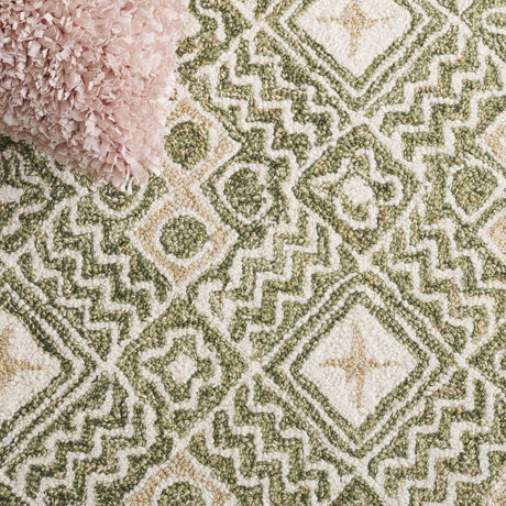 Safavieh Micro-Loop Mlp803Y Green/Ivory Rug.