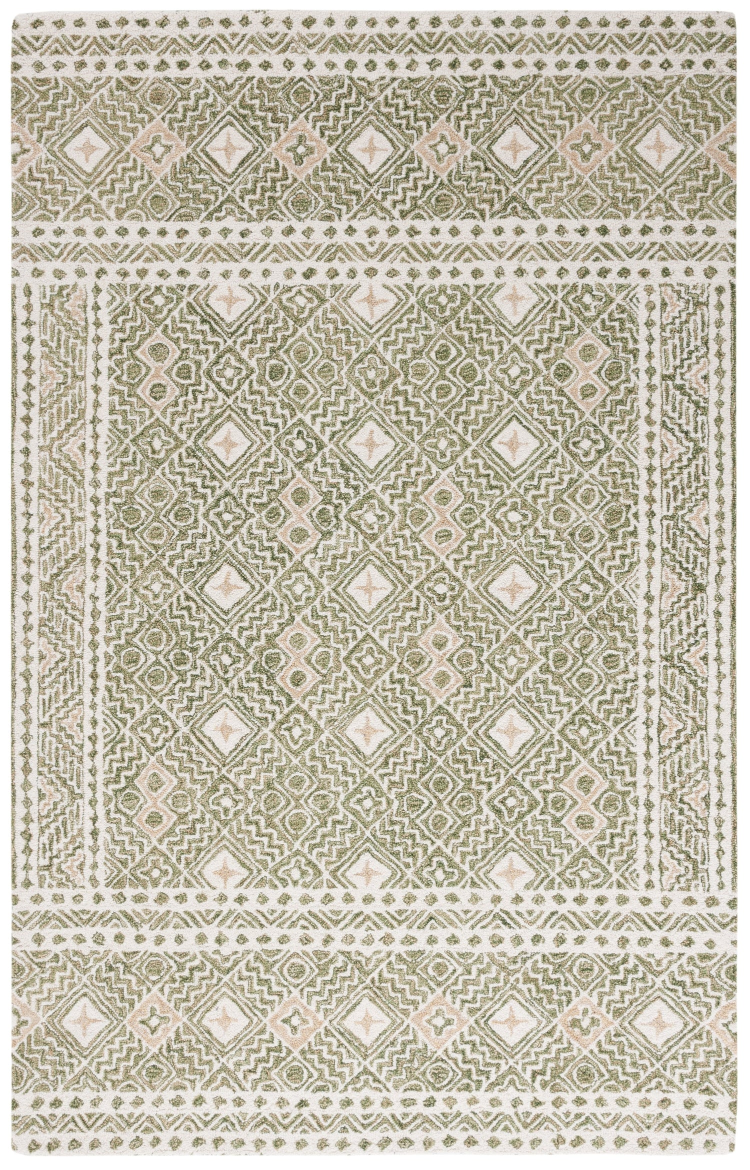 Safavieh Micro-Loop Mlp803Y Green/Ivory Rug.