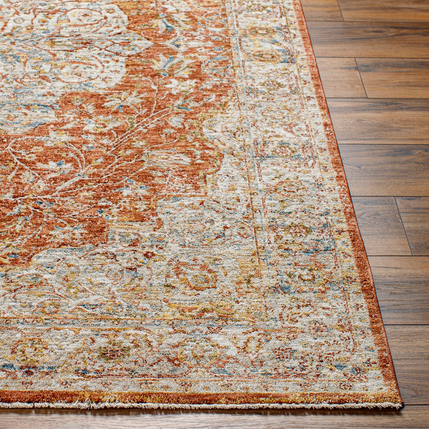 Surya Mona Lisa Mni-2309 Light Sage, Rust, Tan, Mustard, Dark Blue, Sage Rug.