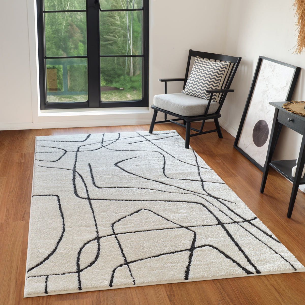 Amer Monotone Vintage Moroccan Power-Loom Ivory Area Rug