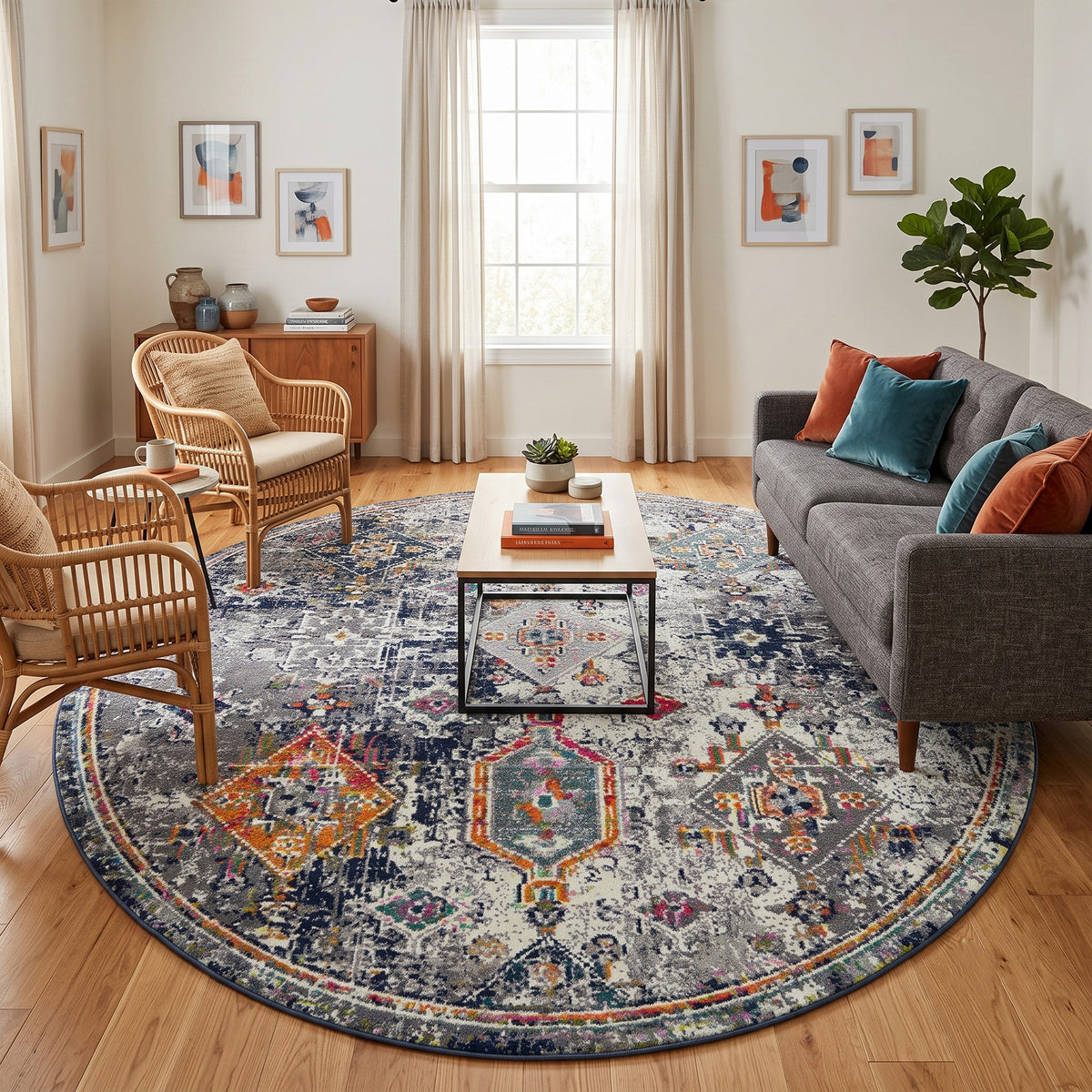 Amer Montana MON-13 Blue / Orange area rug - lifestyle view