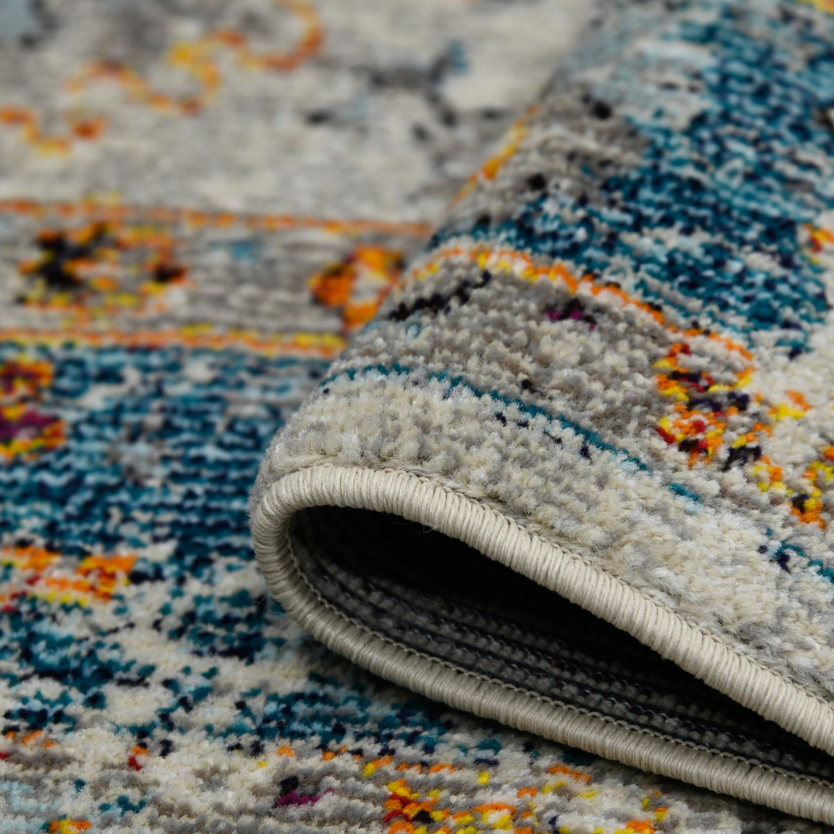Amer Montana MON-6 Blue / Orange area rug - rolled view