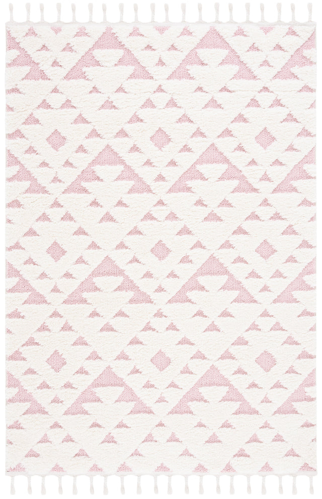 Safavieh Moroccan Tassel Shag Mts688U Ivory/Pink Rug.