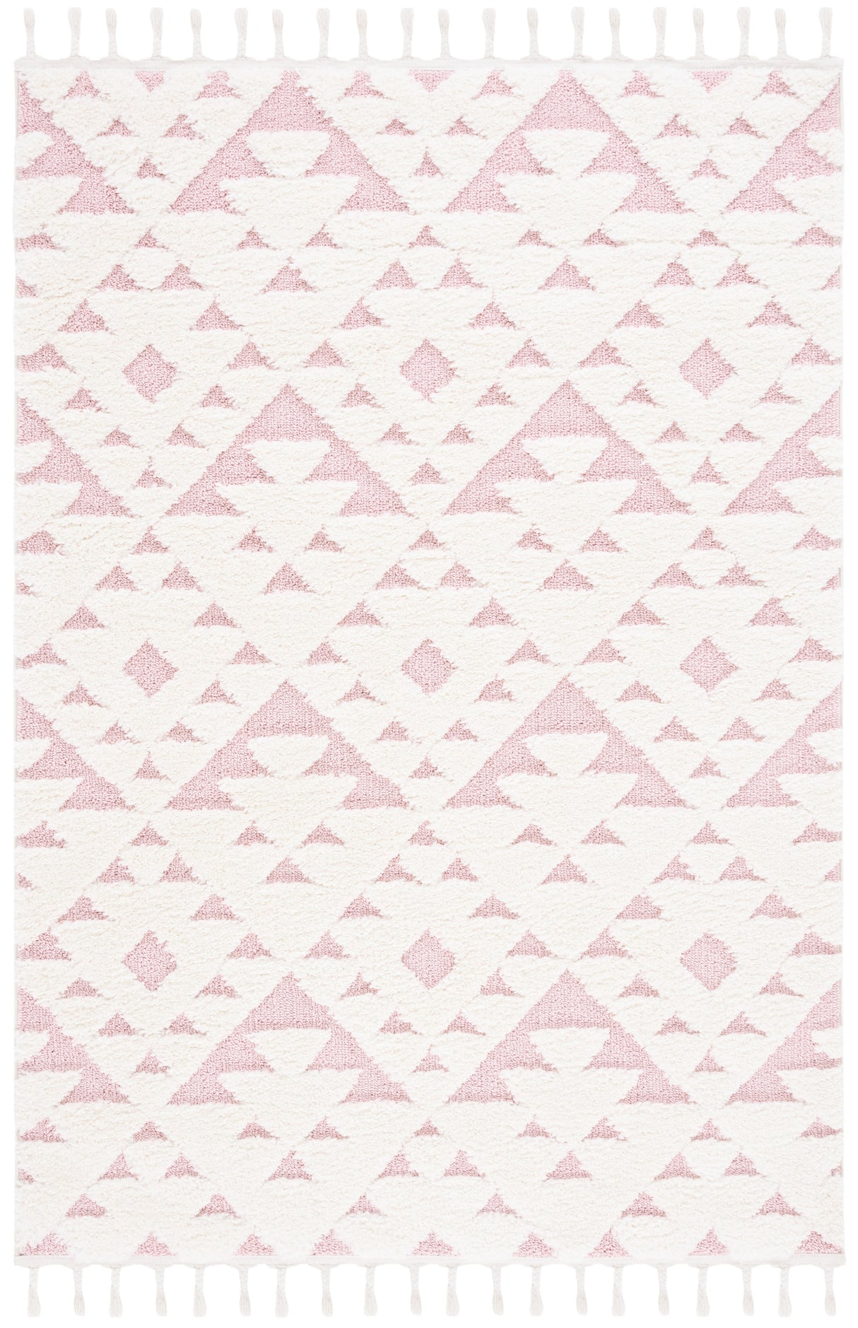 Safavieh Moroccan Tassel Shag Mts688U Ivory/Pink Rug.