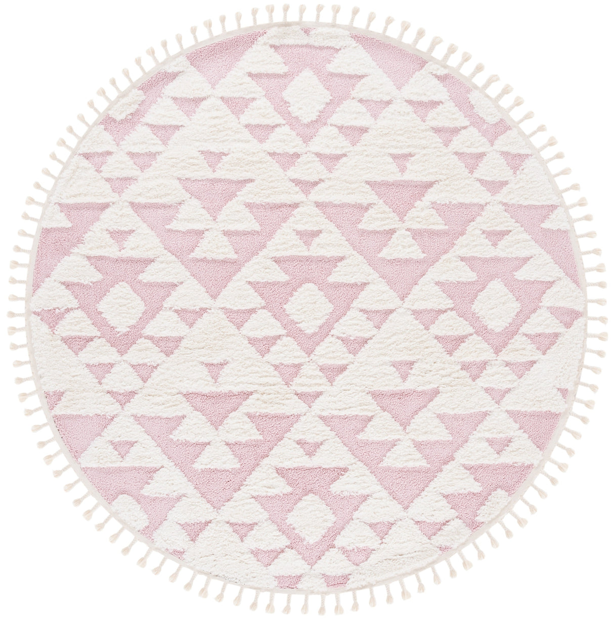 Safavieh Moroccan Tassel Shag Mts688U Ivory/Pink Rug.