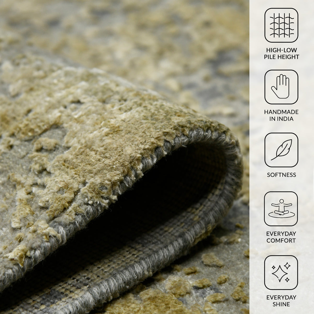 Amer Mystique MYS-30 Gold area rug - infographic view