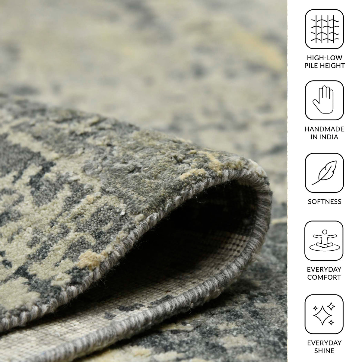 Amer Mystique MYS-47 Silver area rug - infographic view