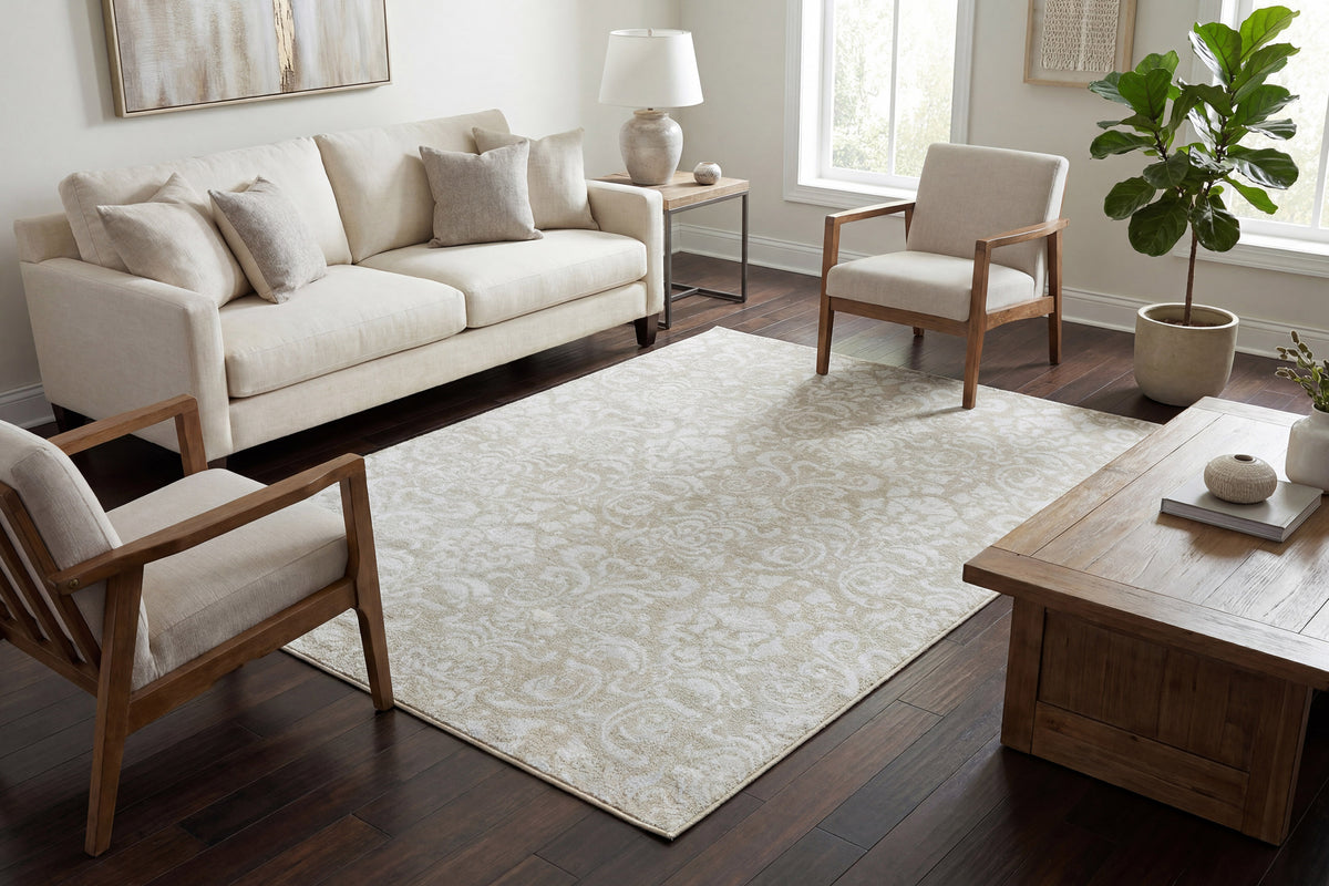 Dynamic Rugs Mysterio 1217 Ivory Rugs - room scene