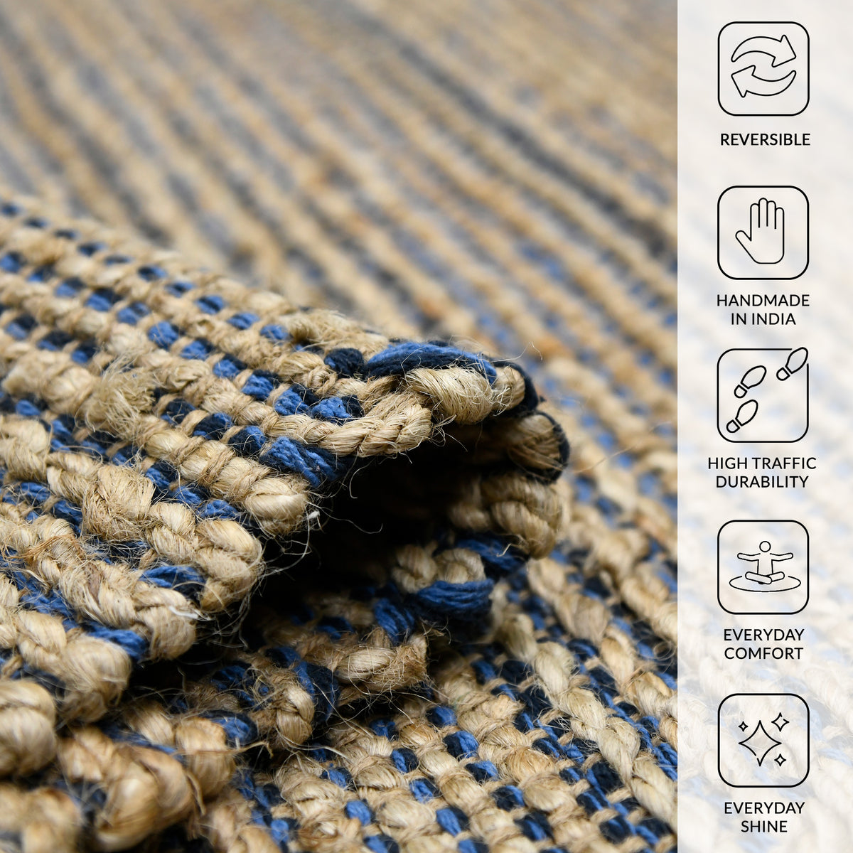 Amer Naturals NAT-7 Navy area rug - infographic view