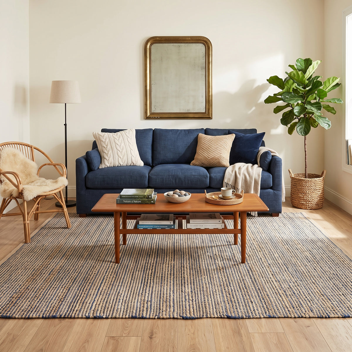 Amer Naturals NAT-7 Navy area rug - lifestyle view