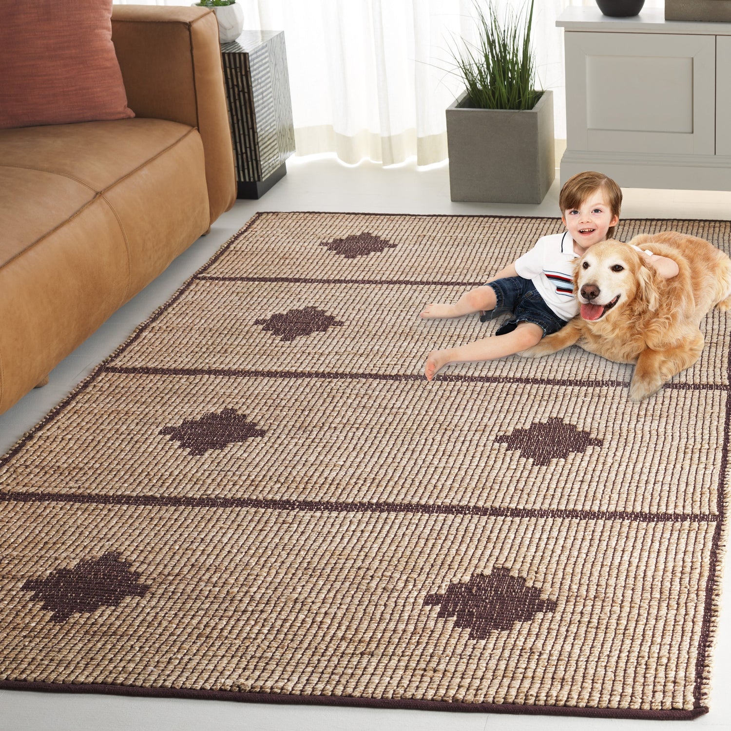 Safavieh Natural Fiber Nf878A Natural/Brown Rug.