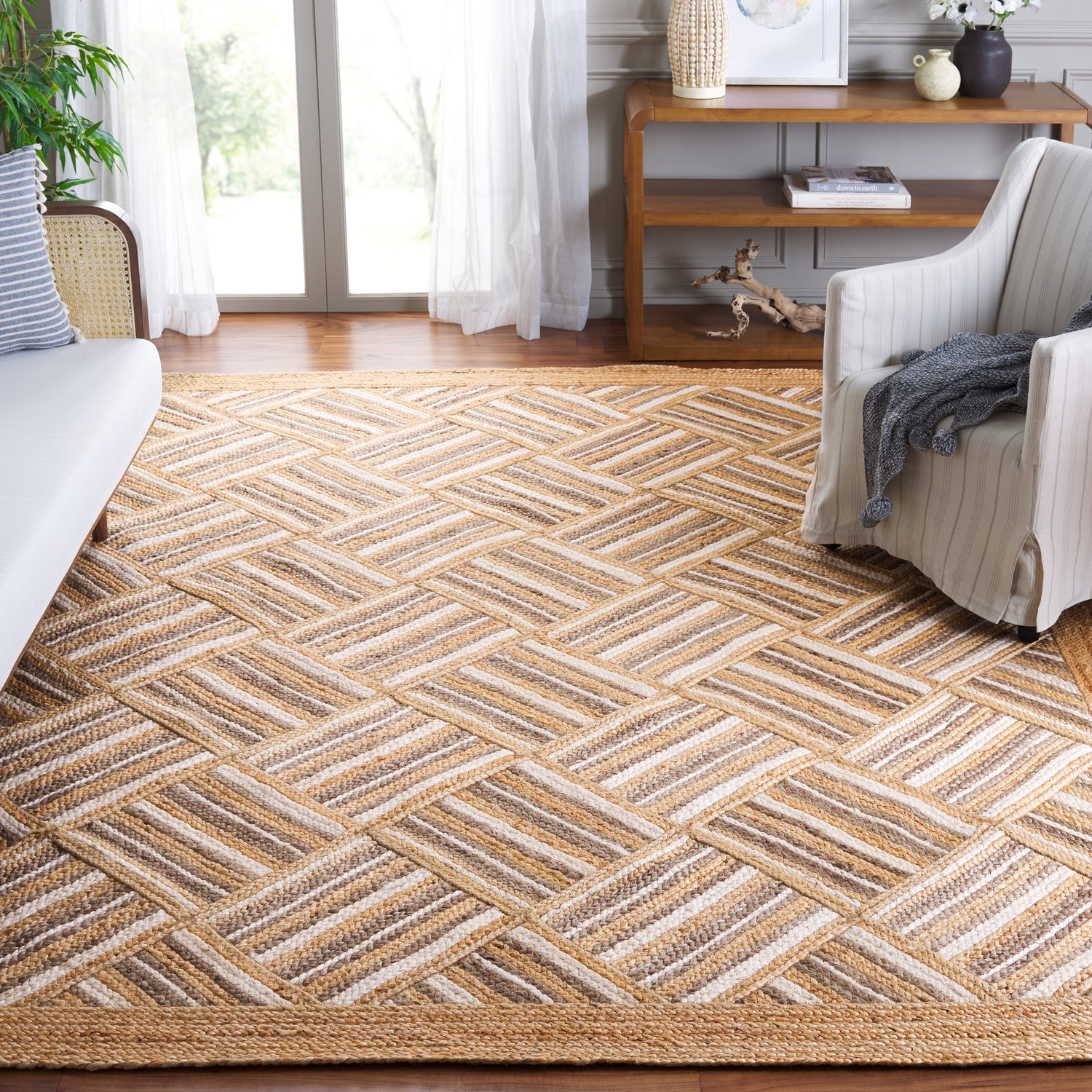 Safavieh Natural Fiber Nf897A Natural/Grey Rug.