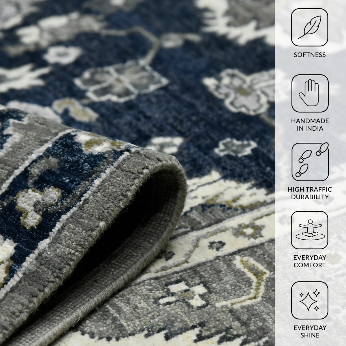 Amer Nuit Arabe NUI-20 Blue Sapphire area rug - infographic view