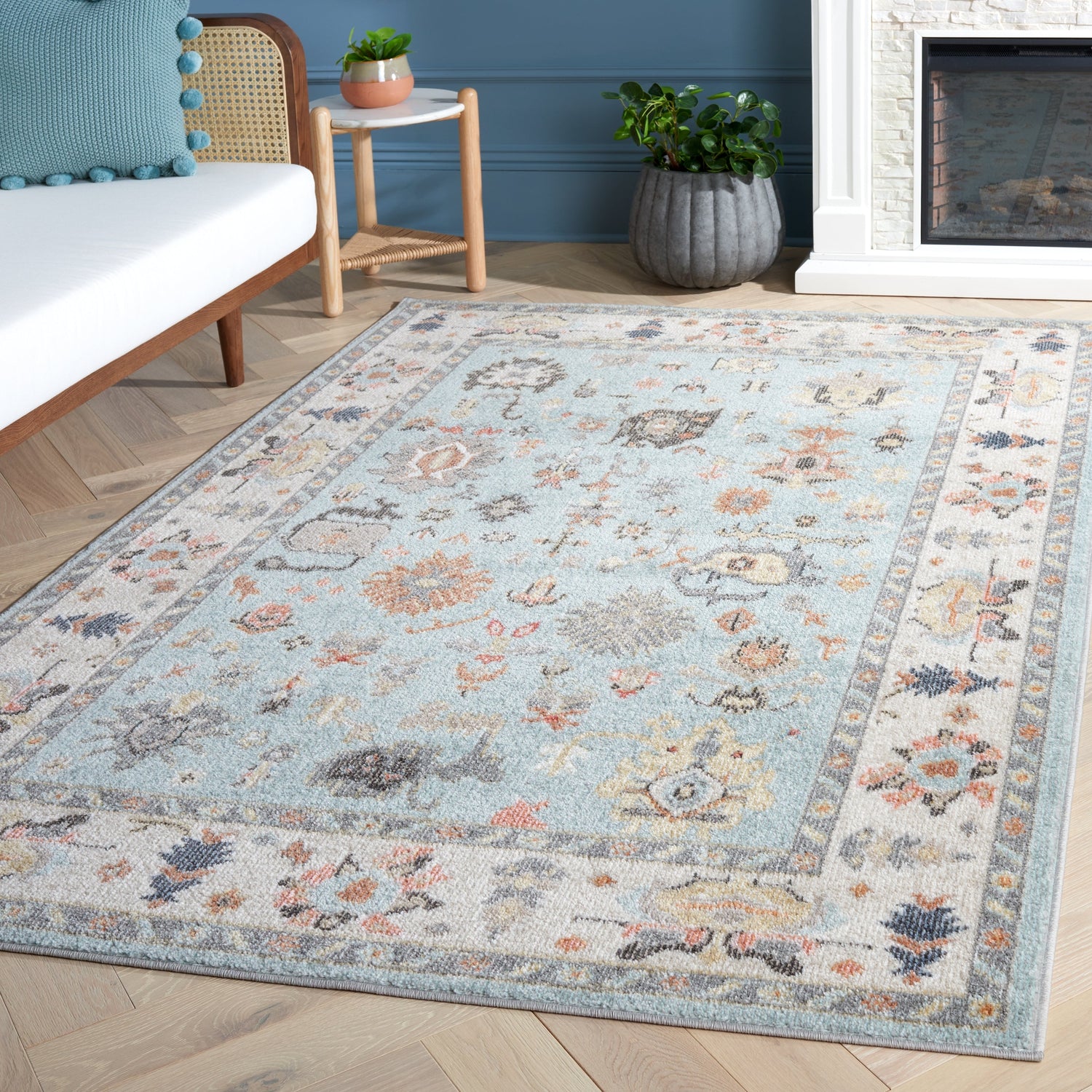 Safavieh Phoenix Phx562J Light Blue/Ivory Grey Rug.