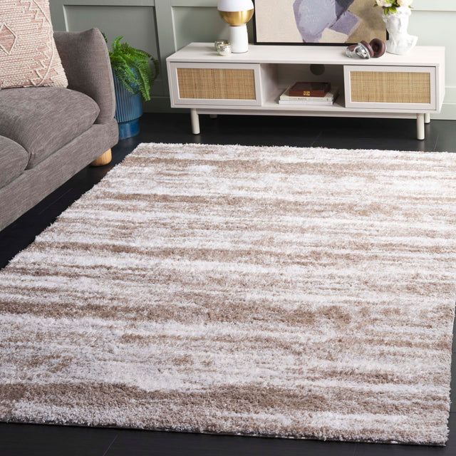 Safavieh Penelope Shag Pnl510E Taupe/Ivory Rug.