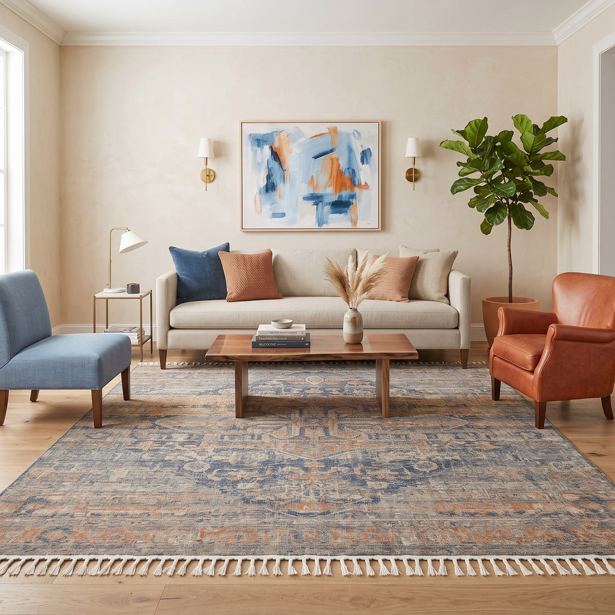 Amer Prairie PRE-2 Denim / Orange area rug - lifestyle view