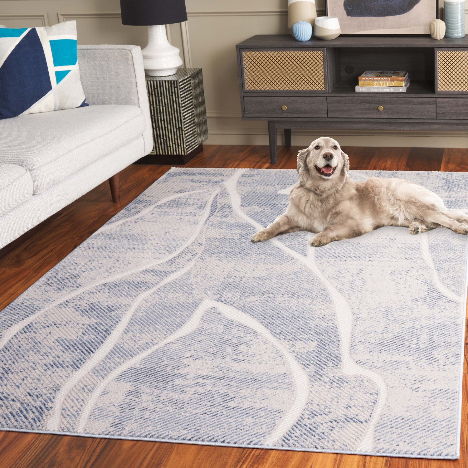 Safavieh Prestige Pte104A Ivory/Blue Rug.