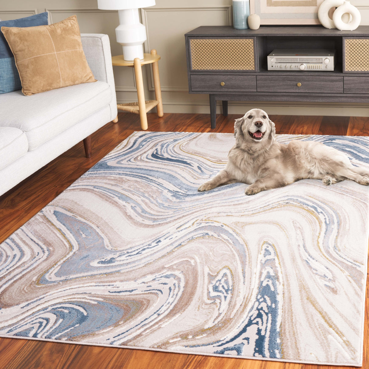 Safavieh Prestige Pte108B Beige/Blue Rug.